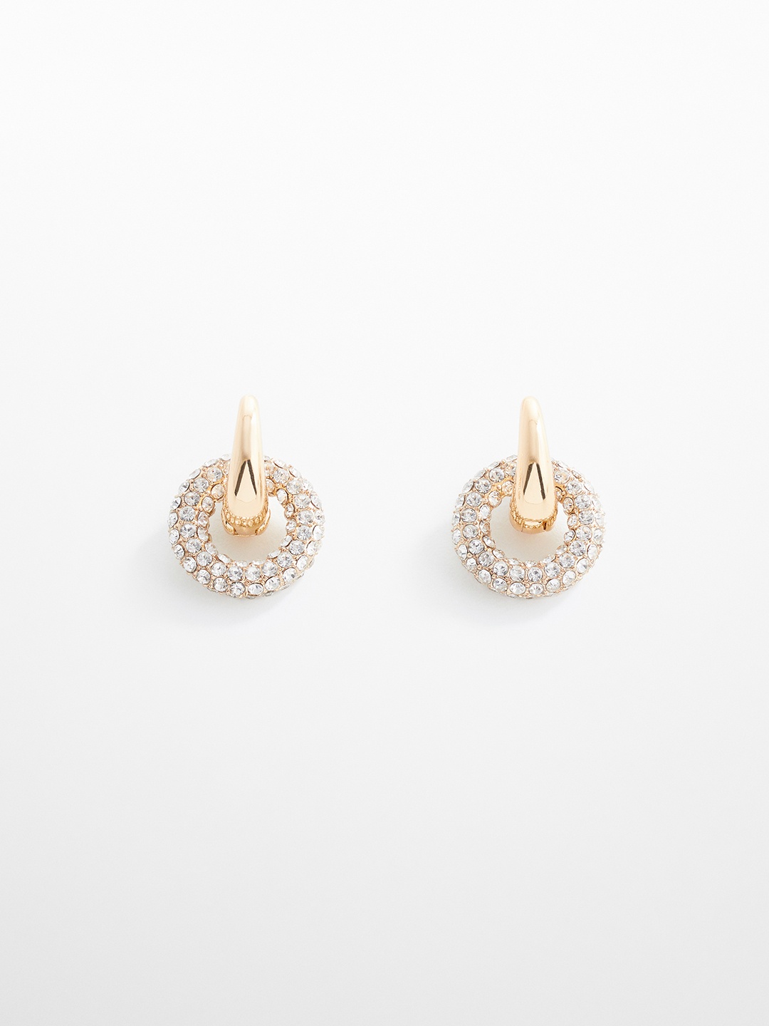 

MANGO Circular Embellished Drop Earrings, Gold