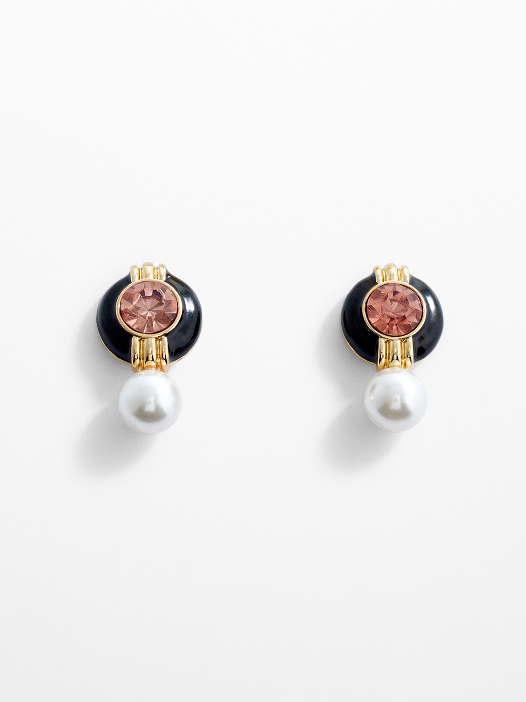 

MANGO Studded Circular Drop Earrings, Black