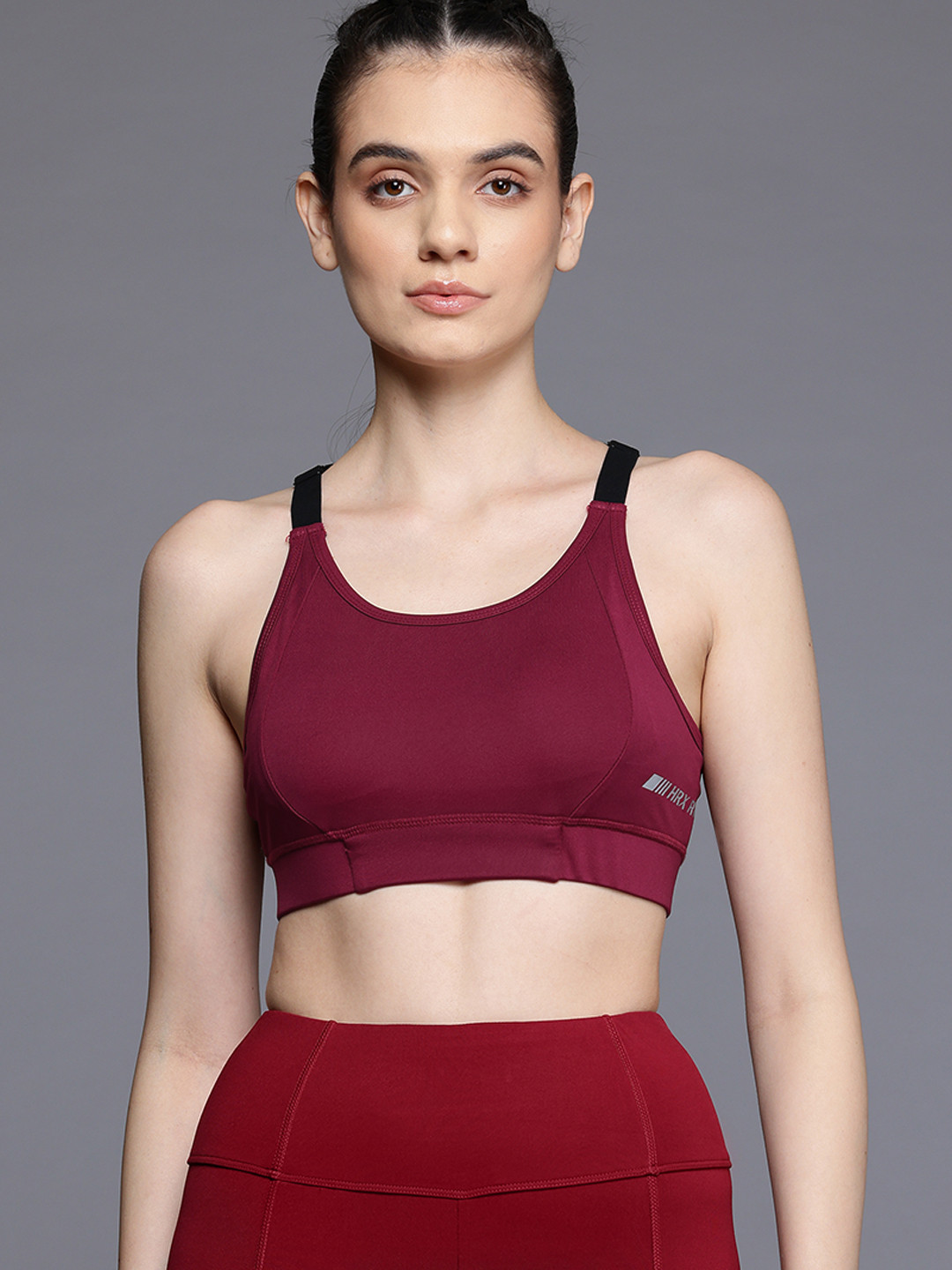 

HRX by Hrithik Roshan Full Coverage All Day Comfort Long Line Workout Bra, Maroon