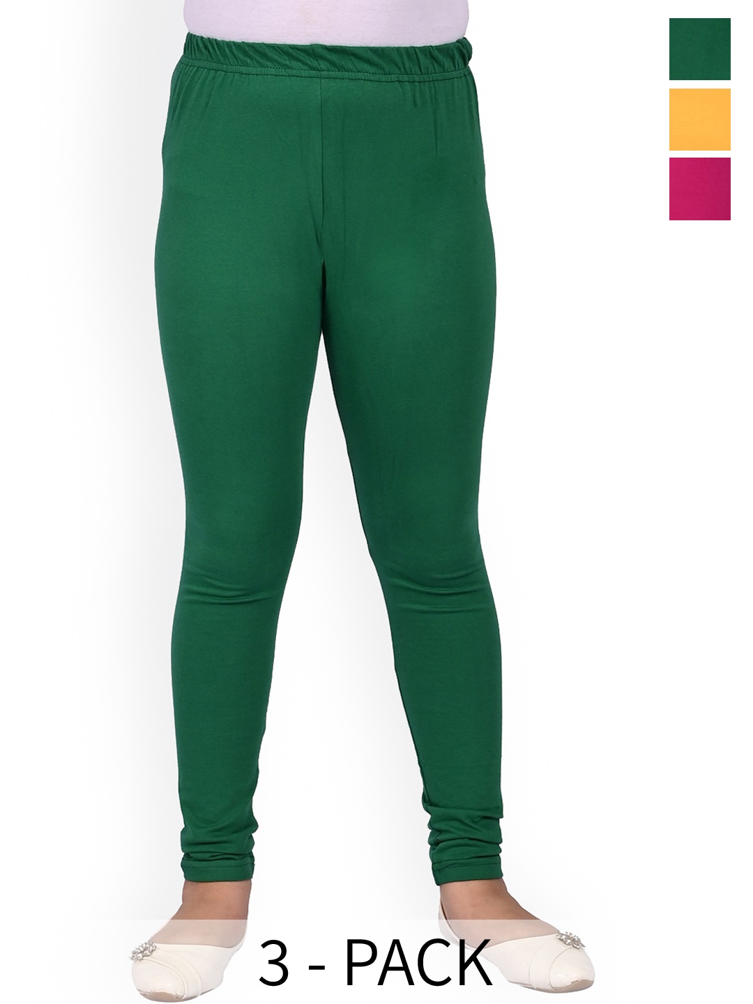 

BAESD Girls Pack Of 3 Churidar Length Leggings, Green