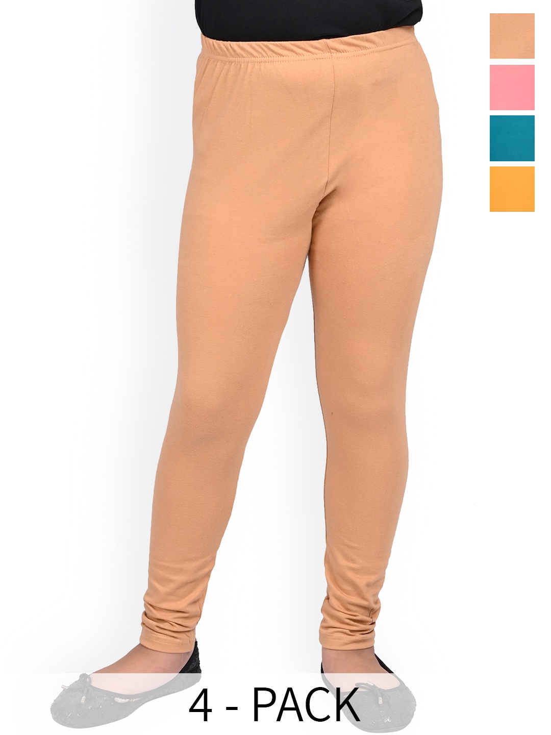 

BAESD Girls Pack Of 4 Slim Fit Churidar Length Leggings, Pink