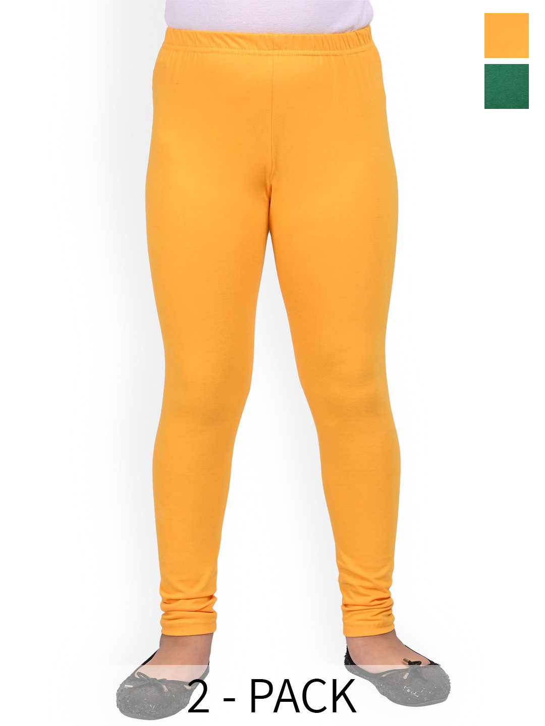 

BAESD Girls Pack Of 2 Slim-Fit Ankle Length Leggings, Green