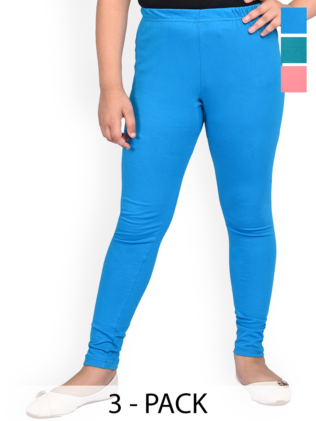 

BAESD Pack Of 3 Slim Fit Churidar Length Leggings, Blue