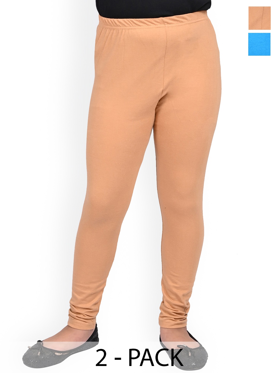 

BAESD Girls Pack Of 2 Slim Fit Churidar Length Leggings, Blue