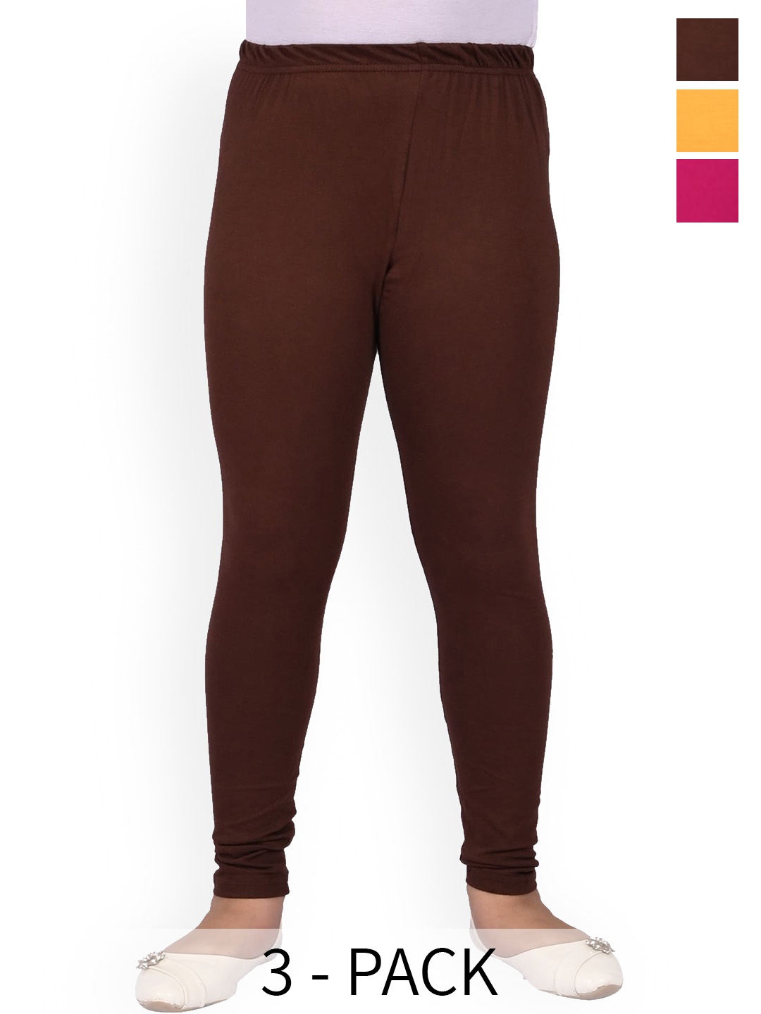 

BAESD Girls Pack Of 3 Slim-Fit Churidar Length Leggings, Brown