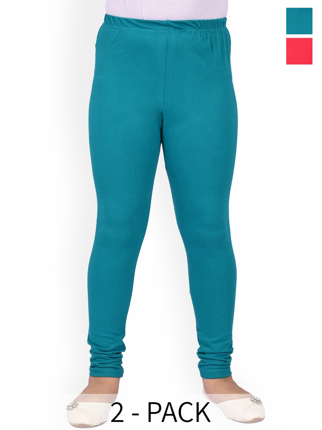 

BAESD Girls Pack Of 2 Slim Fit Churidar Length Leggings, Blue