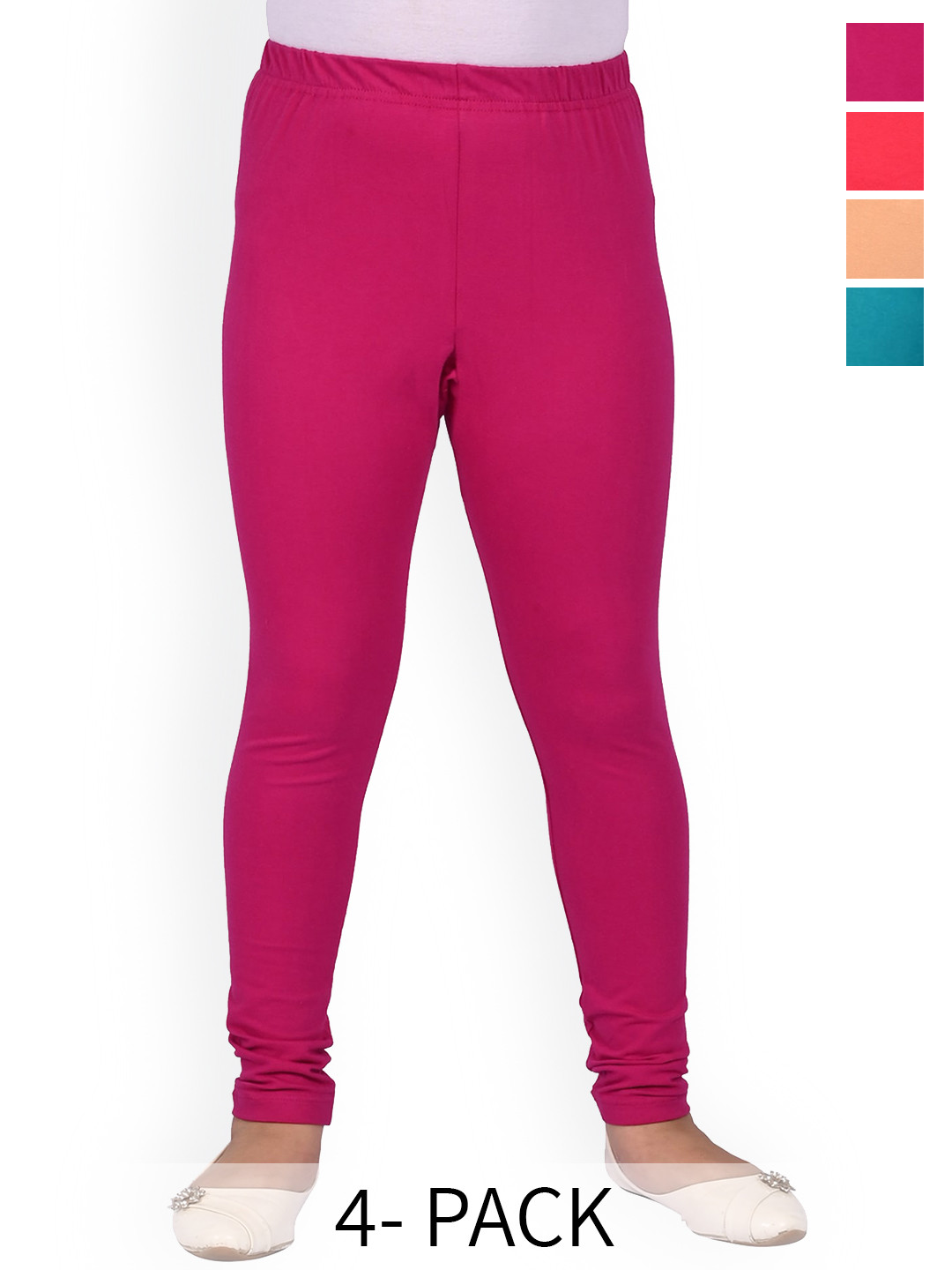 

BAESD Girls Pack Of 4 Churidar Length Leggings, Pink
