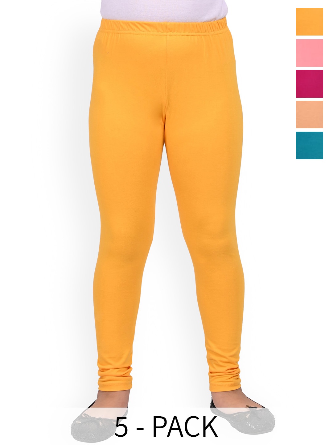 

BAESD Girls Pack Of 5 Slim-Fit Ankle Length Leggings, Yellow