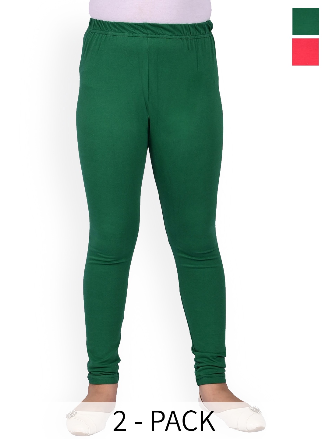 

BAESD Girls Pack Of 2 Slim-Fit Churidar-Length Leggings, Green