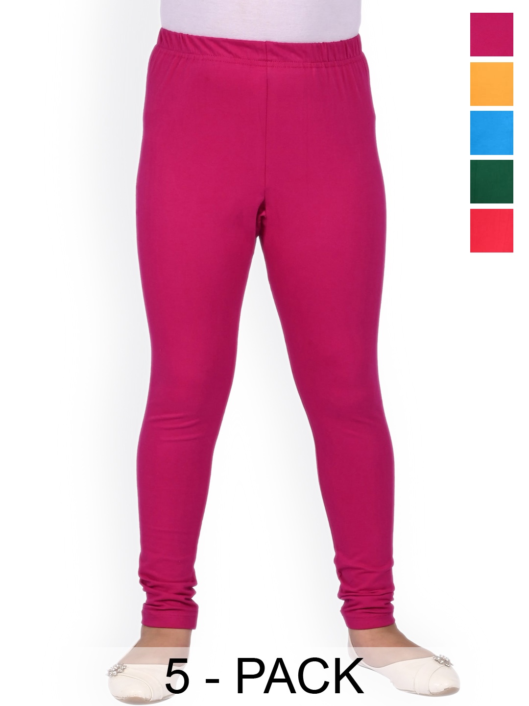 

BAESD Pack Of 5 Churidar Length Leggings, Pink