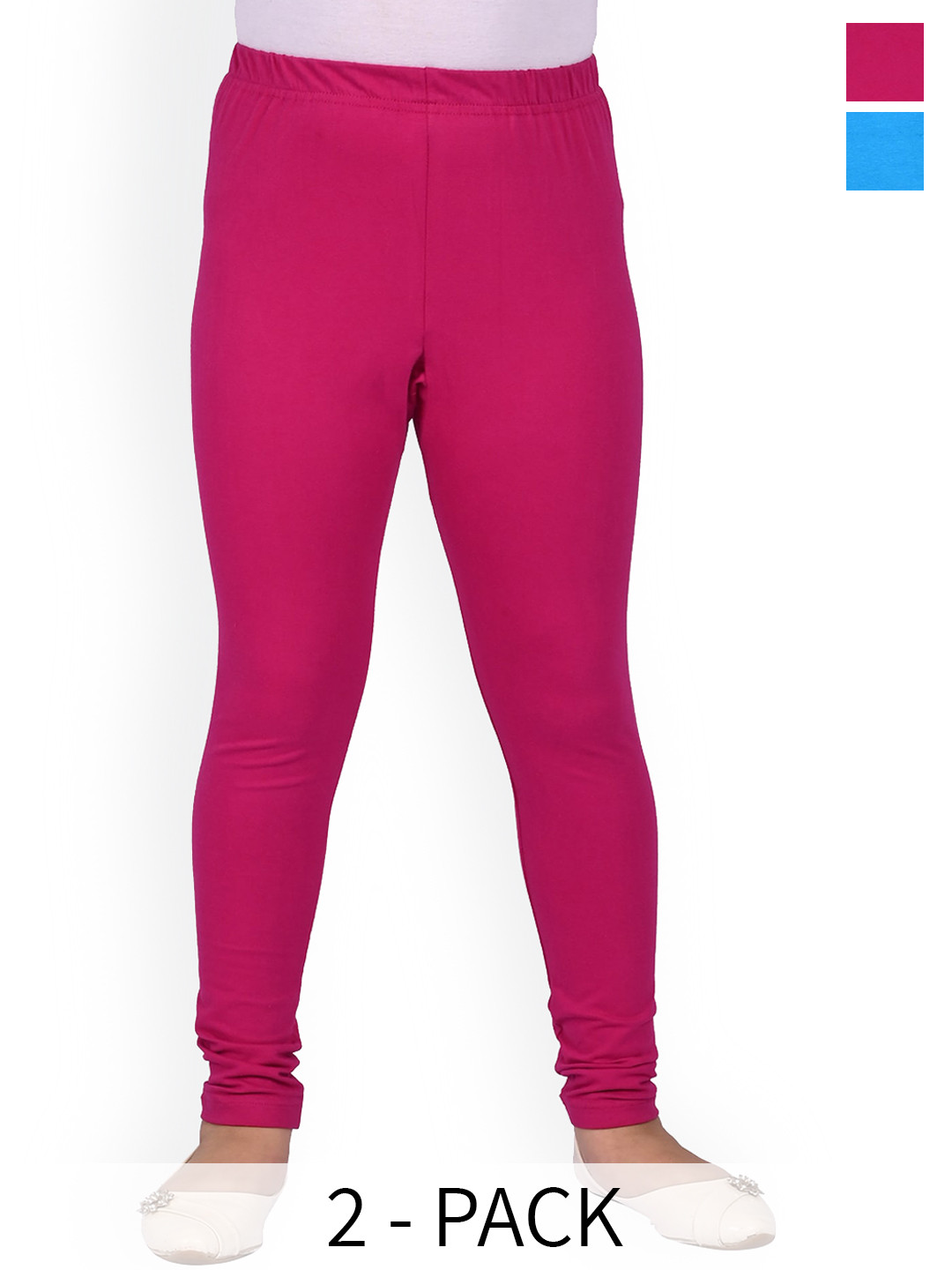 

BAESD Girls Pack Of 2 Slim Fit Churidar Length Slip-On Leggings, Pink