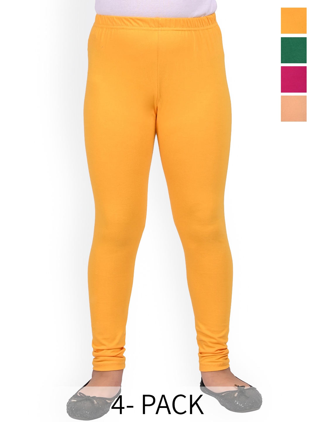 

BAESD Girls Pack Of 4 Slim-Fit Comfortable Churidar-Length Leggings, Beige