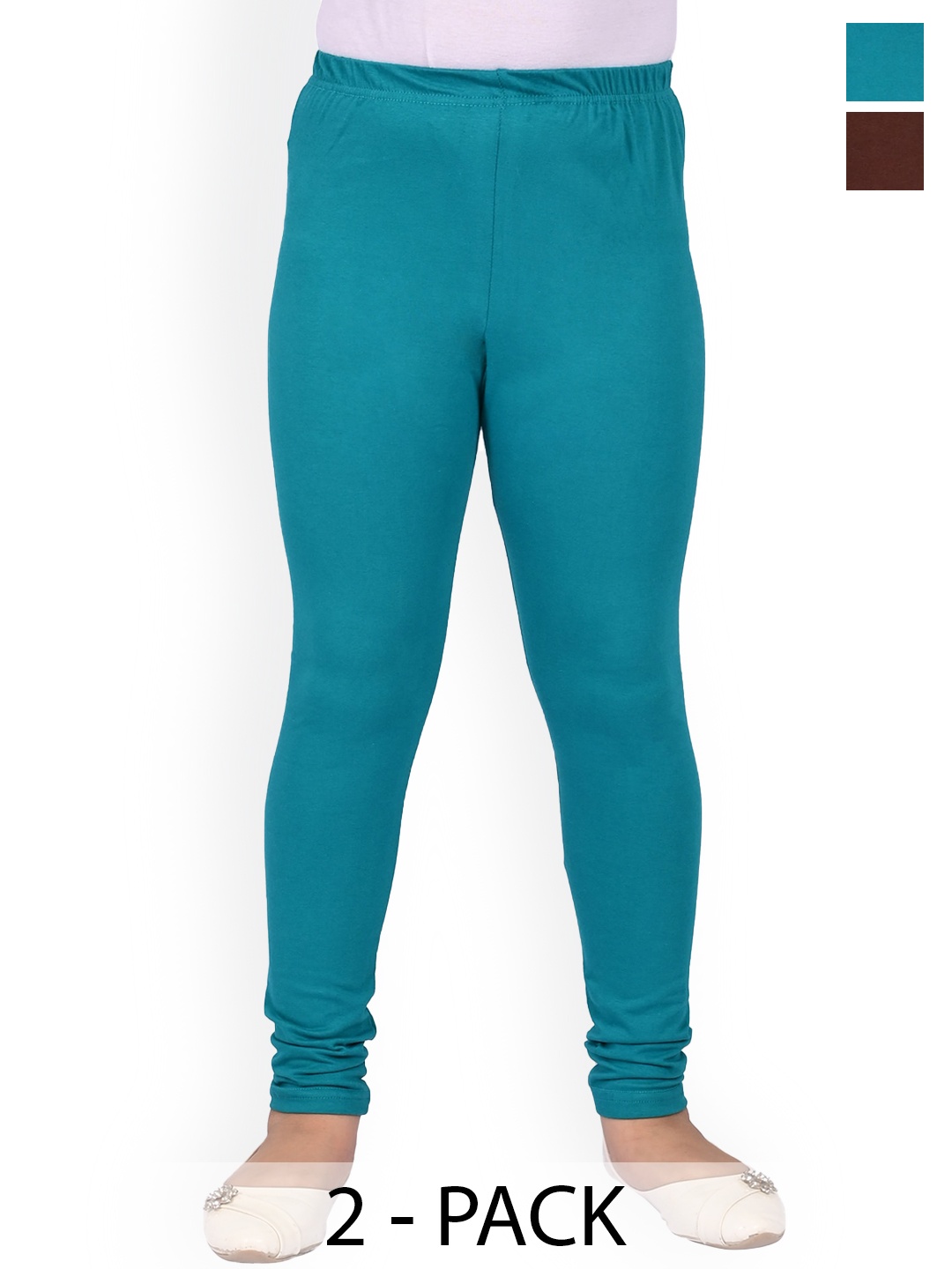 

BAESD Girls Pack Of 2 Slim Fit Churidar Length Leggings, Blue
