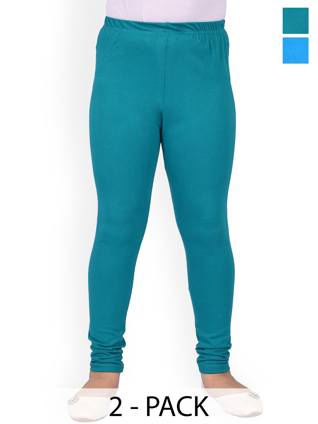 

BAESD Girls Pack Of 2 Slim-Fit Churidar Length Leggings, Blue