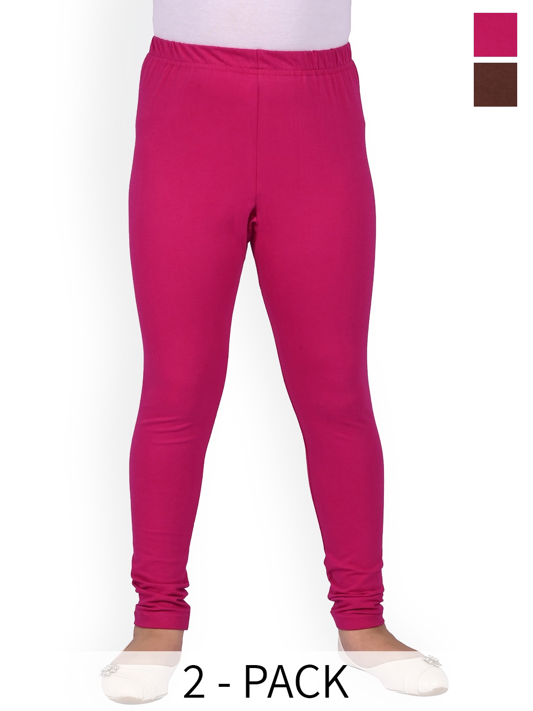 

BAESD Girls Pack Of 2 Slim-Fit Churidar-Length Leggings, Pink