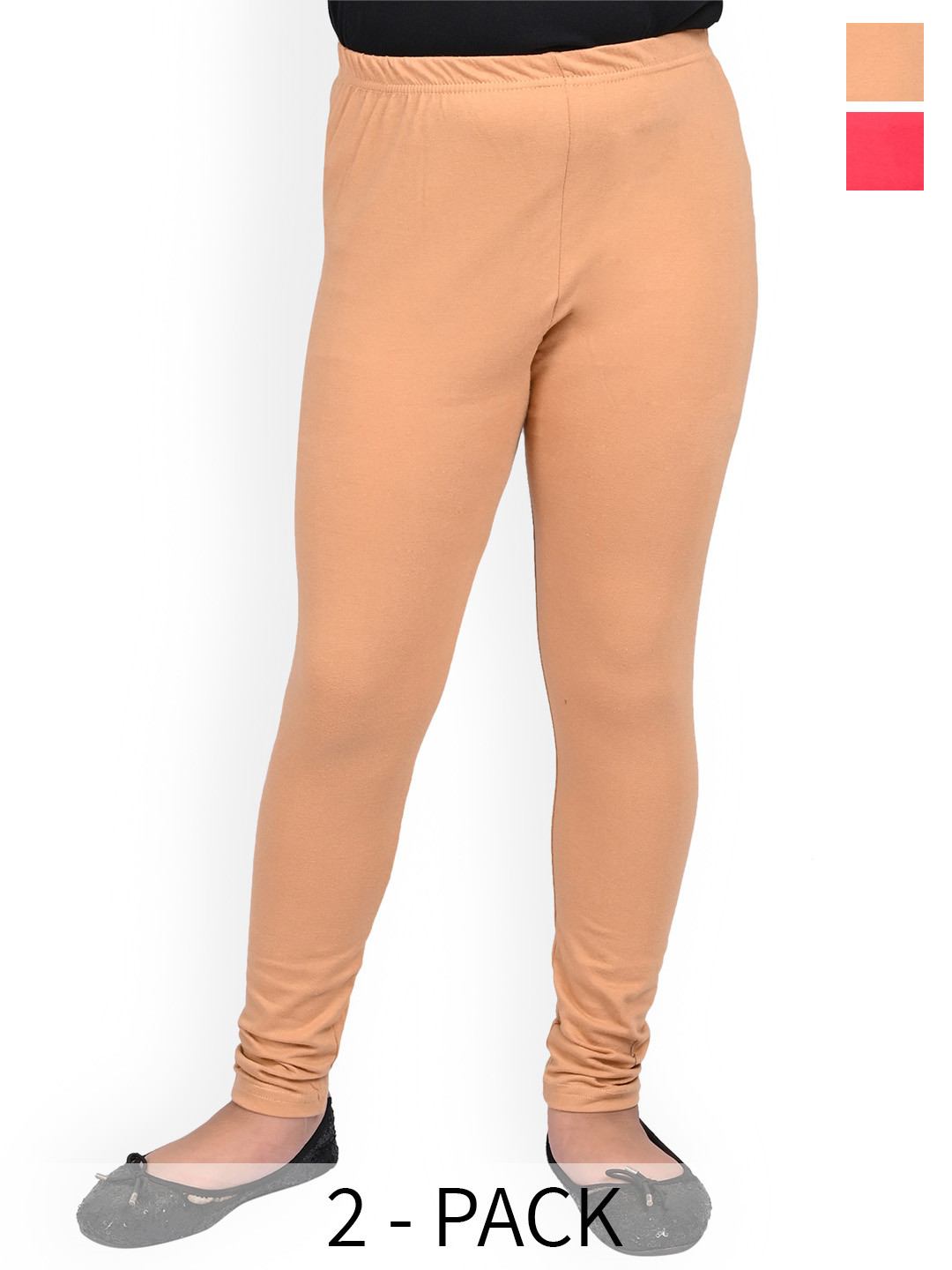 

BAESD Girls Pack Of 2 Slim-Fit Churidar Length Leggings, Beige