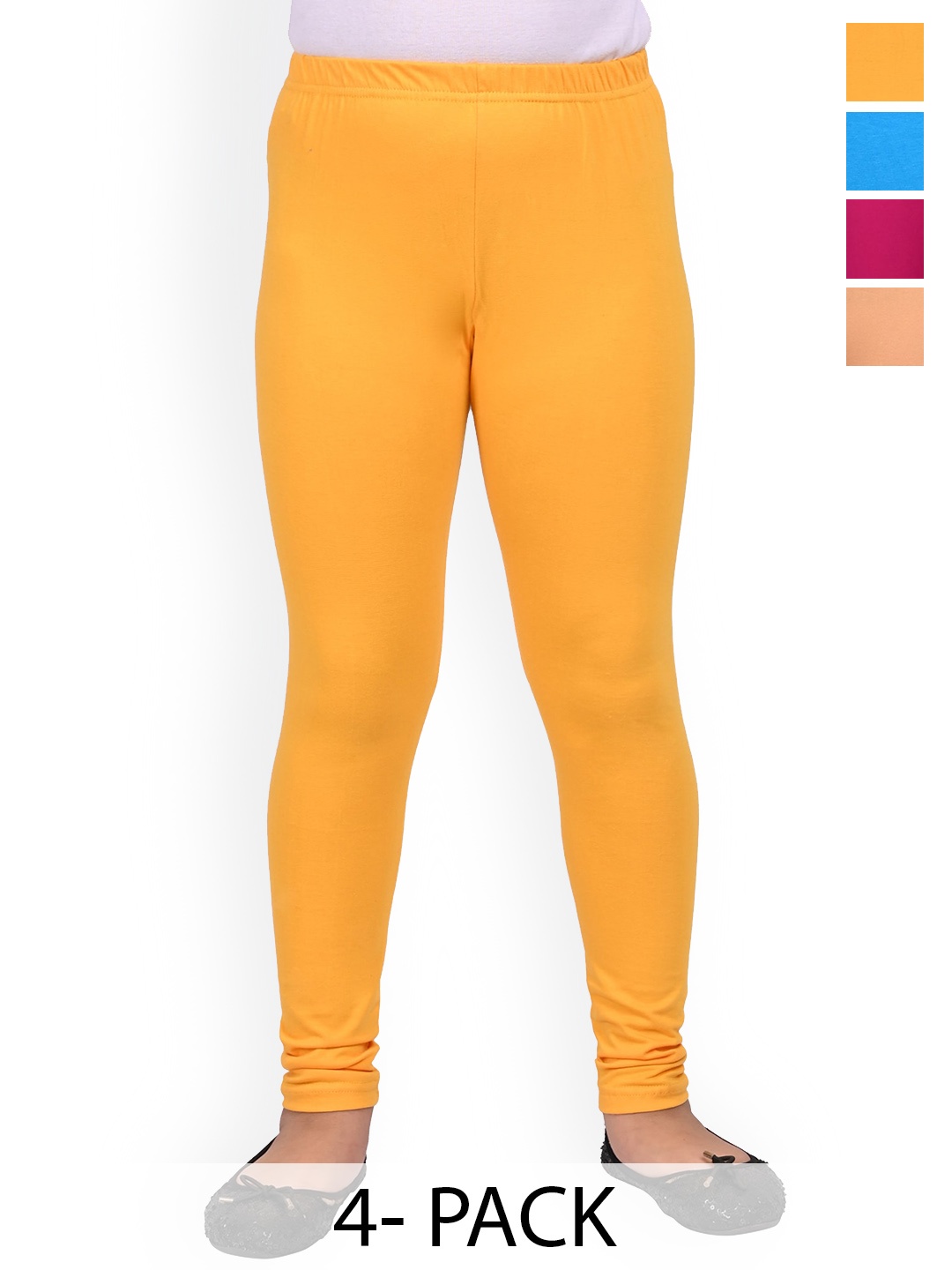 

BAESD Girls Pack Of 4 Slim Fit Churidar Length Slip-On Leggings, Blue