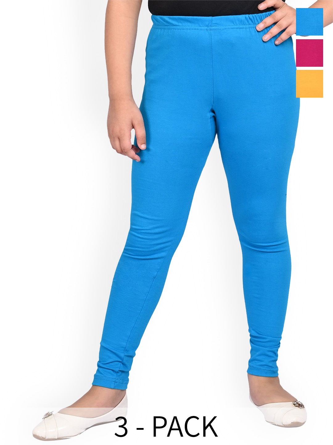 

BAESD Girls Pack Of 3 Slim-Fit Churidar Length Leggings, Fuchsia