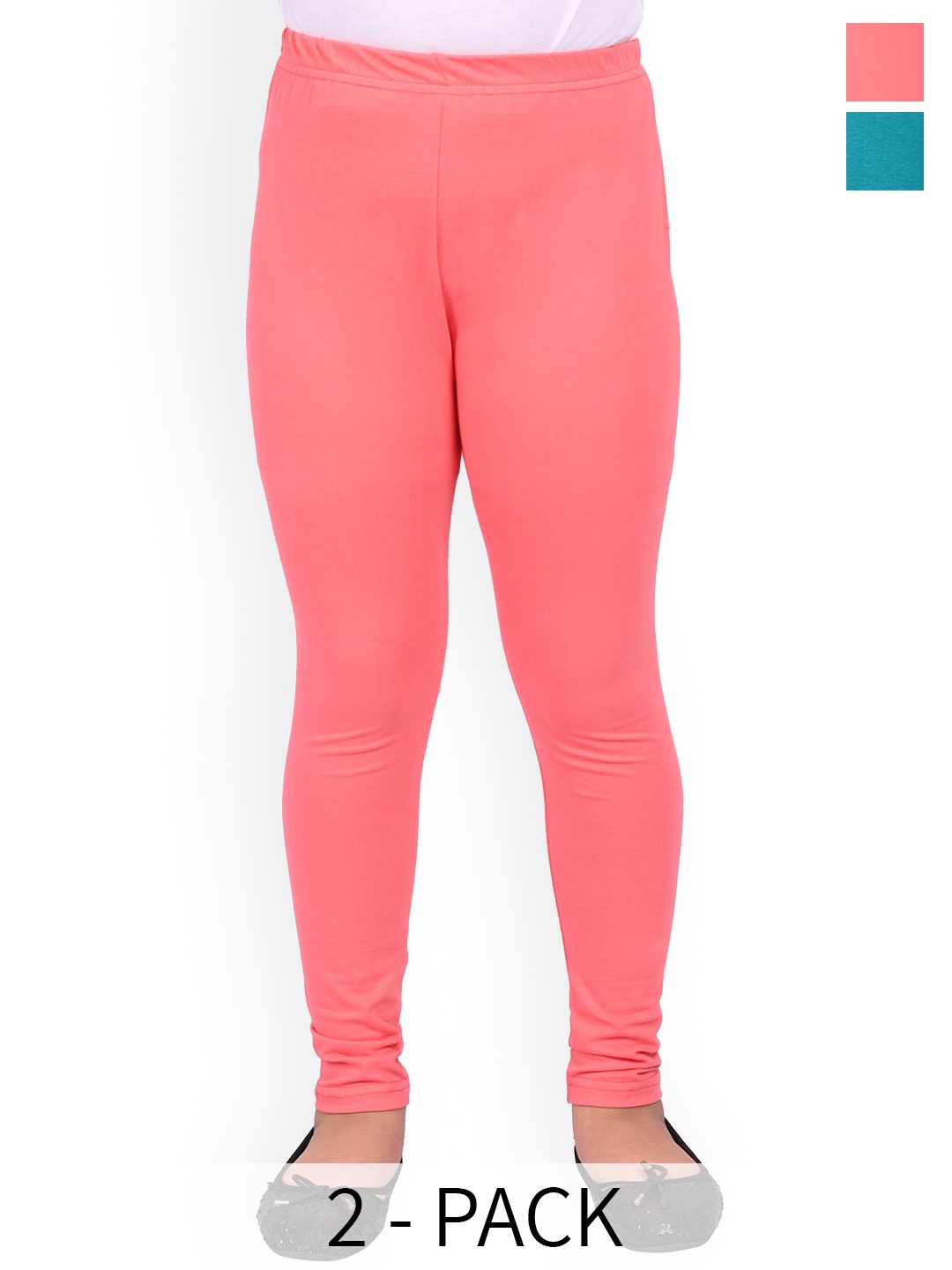 

BAESD Girls Pack Of 2 Slim-Fit Churidar-Length Leggings, Pink