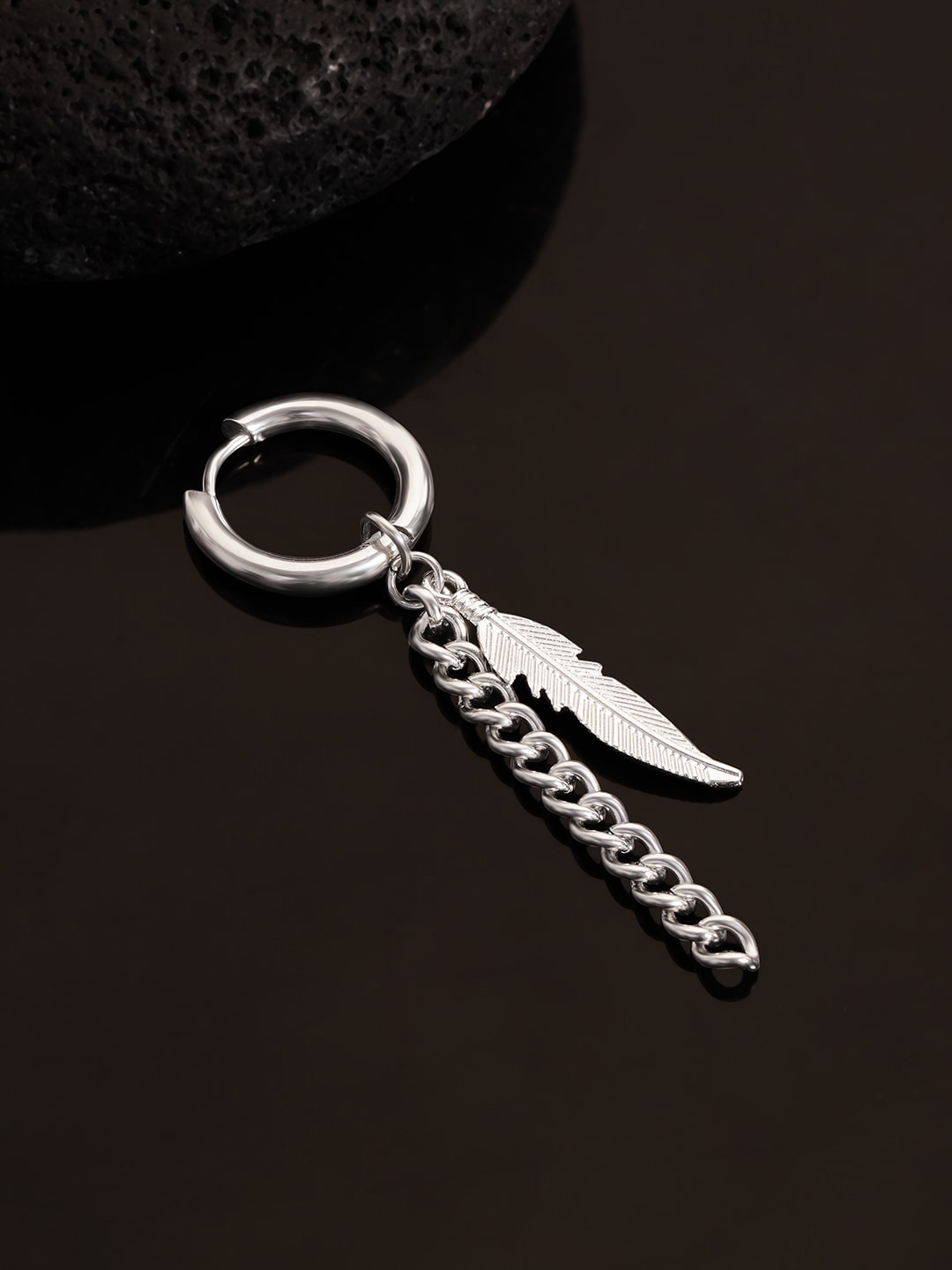 

The Roadster Lifestyle Co. Men Rhodium-Plated Hoop Earrings, Silver