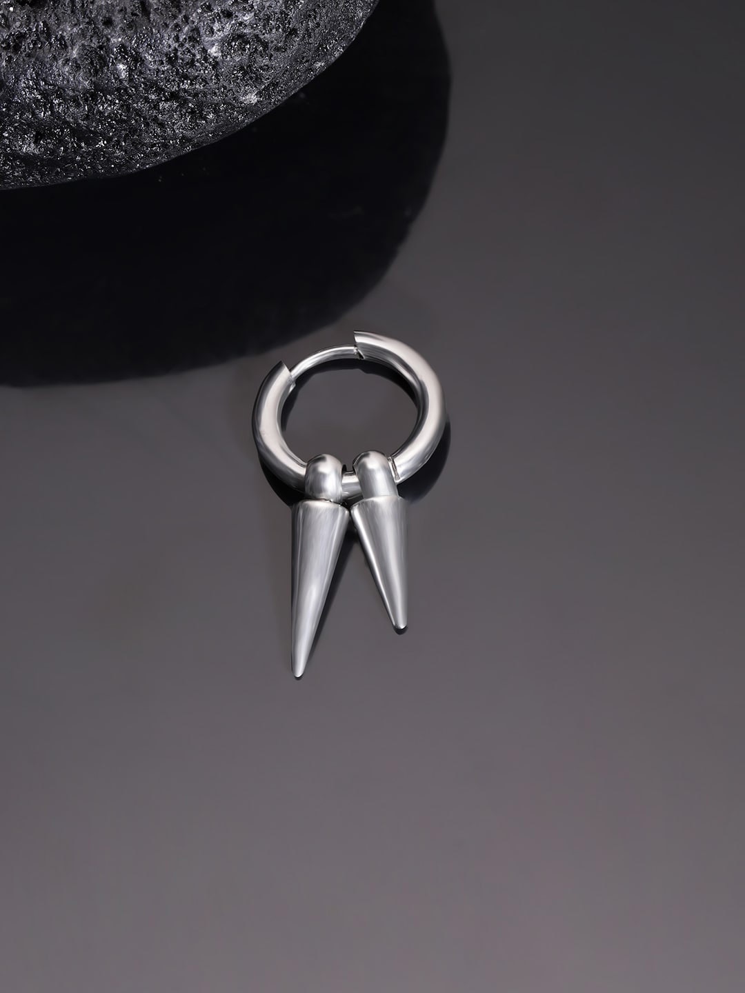 

The Roadster Lifestyle Co. Men Rhodium-Plated Hoop Earrings, Silver