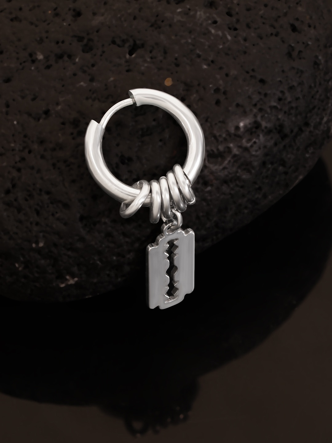 

The Roadster Lifestyle Co. Men Silver-Toned Rhodium-Plated Classic Hoop Earrings