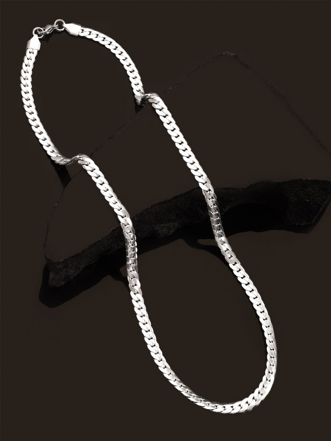

The Roadster Lifestyle Co. Men Rhodium-Plated Textured Chain, Silver