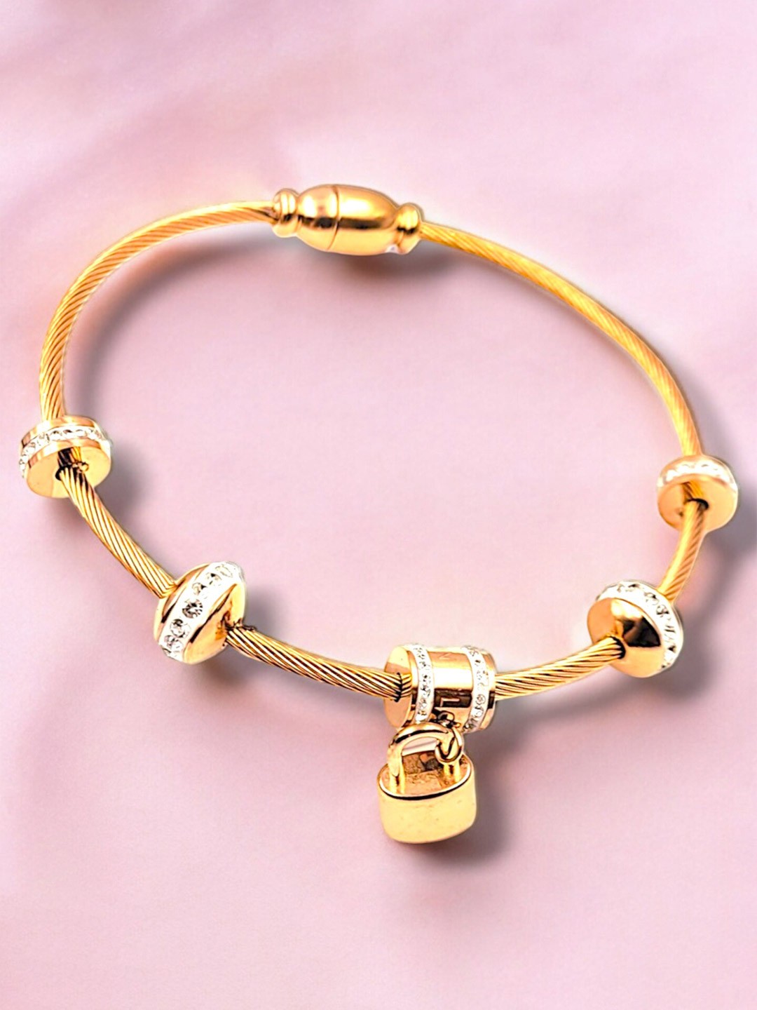 Manikya American Diamond Rose Gold Plated Kada Bracelet