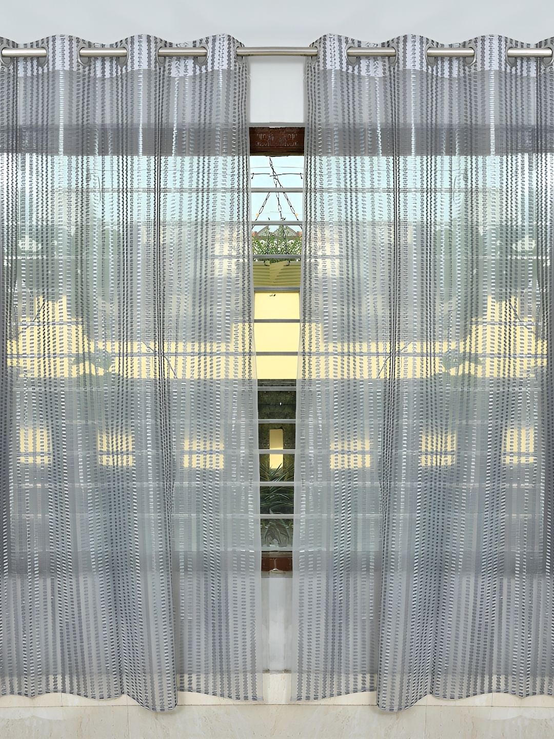 

Galaxy Home Decor Grey Sheer Window Curtain