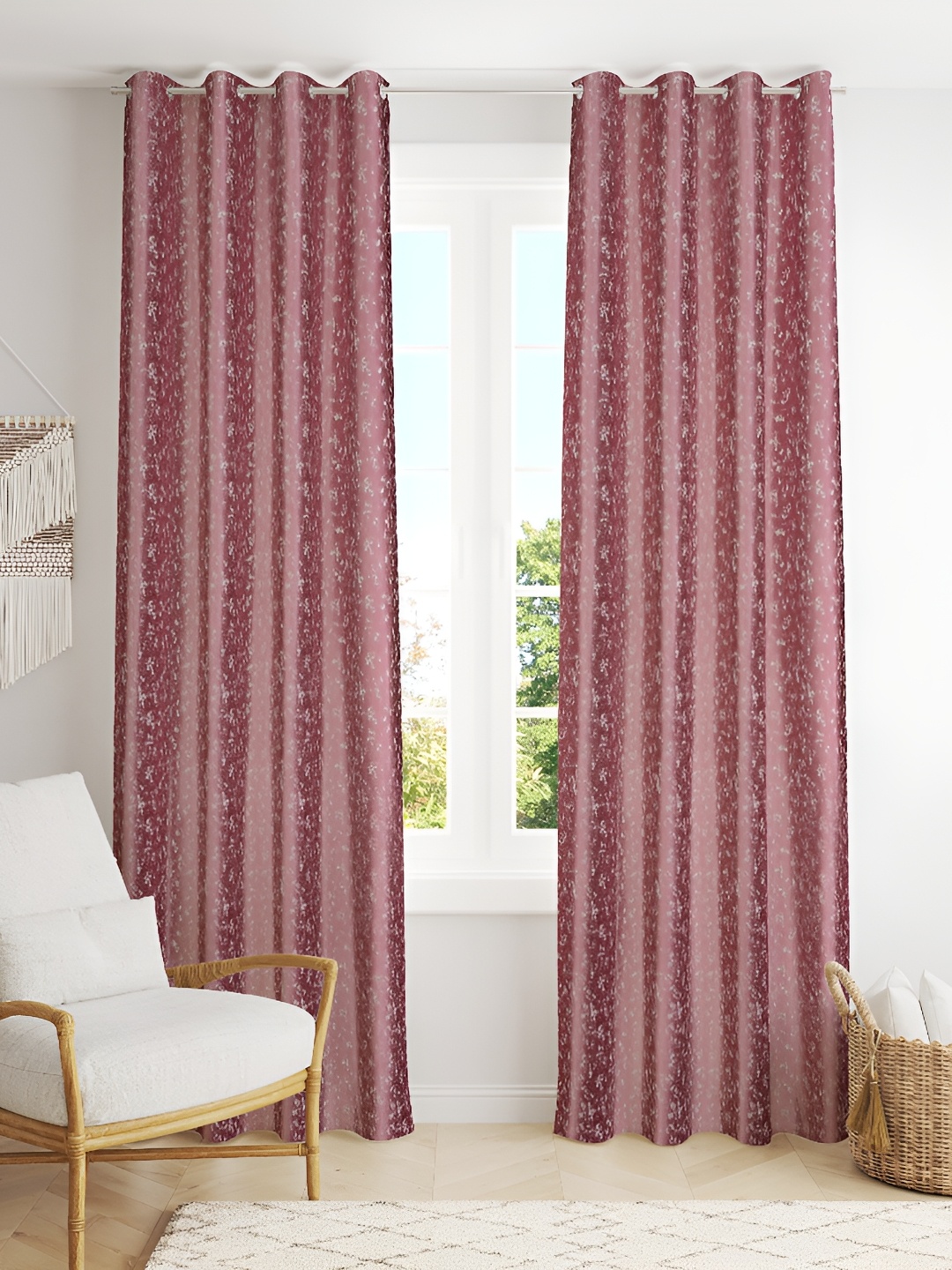

Galaxy Home Decor Burgundy 2 Pieces Floral Room Darkening Window Curtains