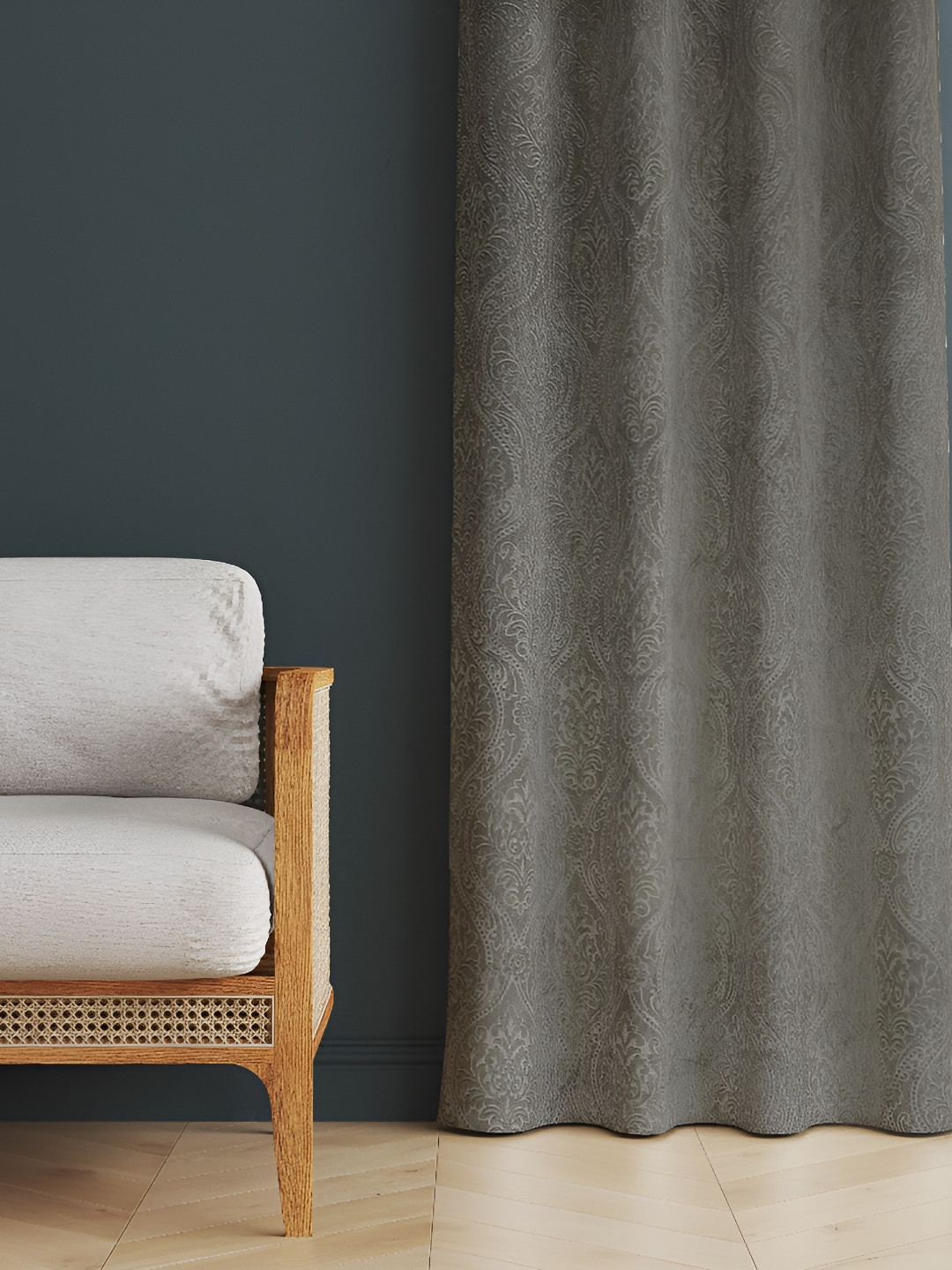 

Galaxy Home Decor Grey Set of 3 Floral Room Darkening Long Door Curtain