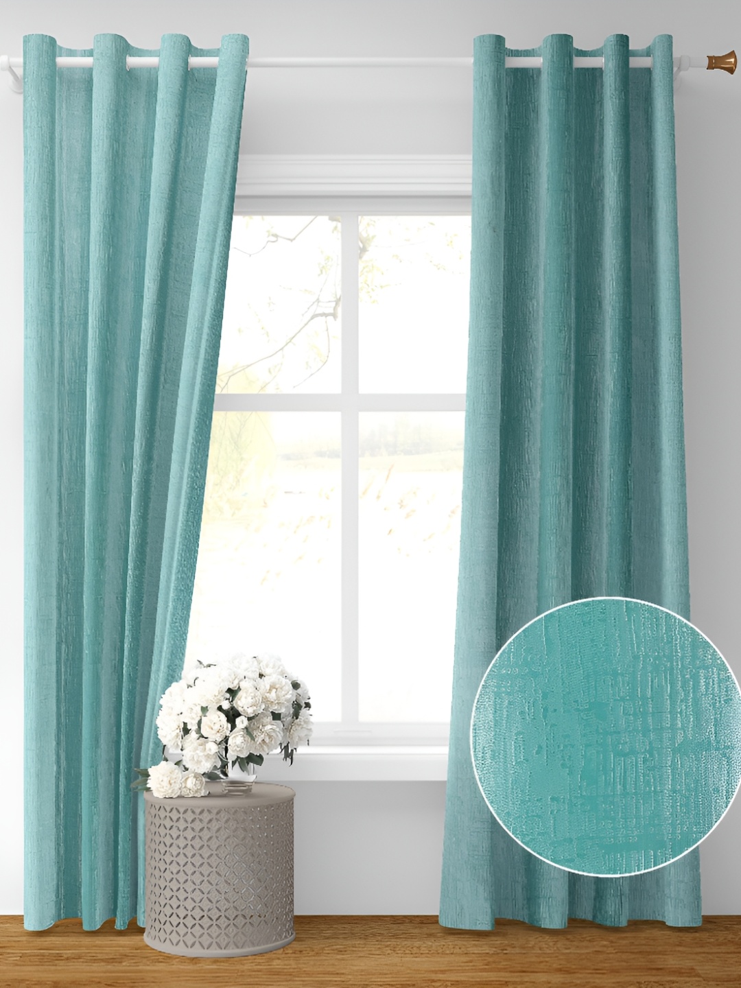 

Galaxy Home Decor Turquoise Blue 2 Pieces Room Darkening Window Curtains