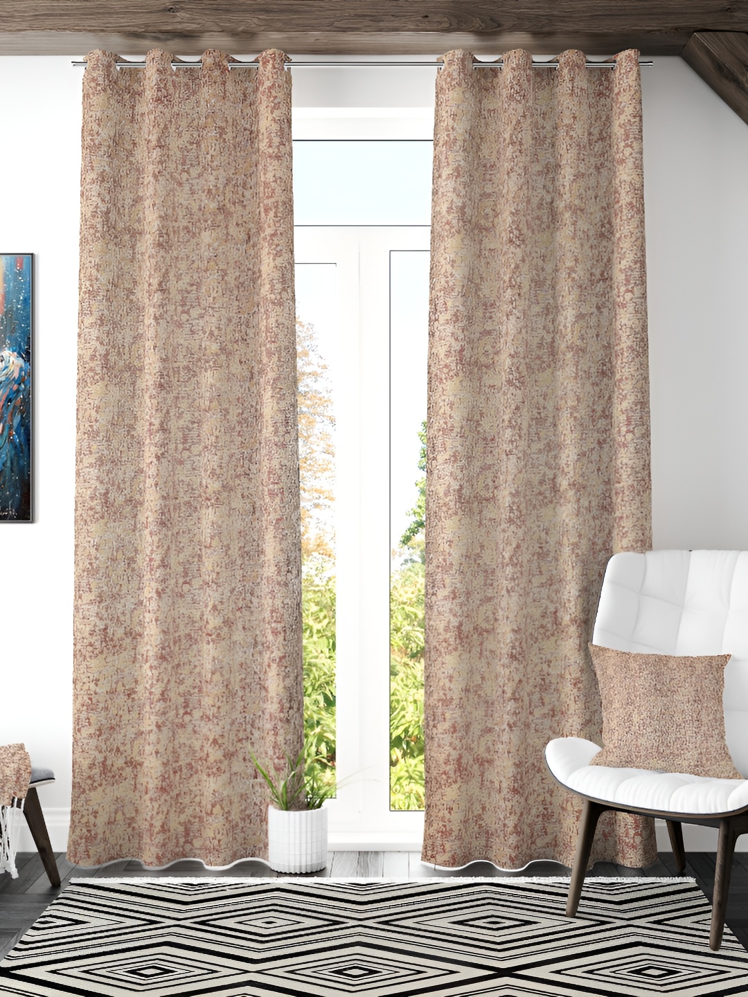 

Galaxy Home Decor Maroon 2 Pcs Room Darkening Long Door Curtain