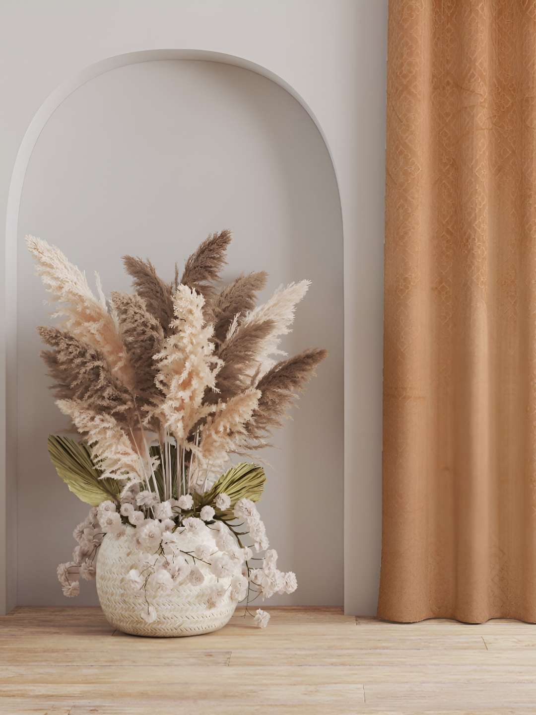 

Galaxy Home Decor Beige Floral Room Darkening Long Door Curtain