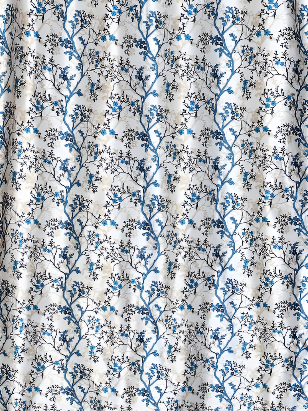 Galaxy Home Decor Turquoise Blue 2 Pcs Floral Printed Room Darkening Window Curtain