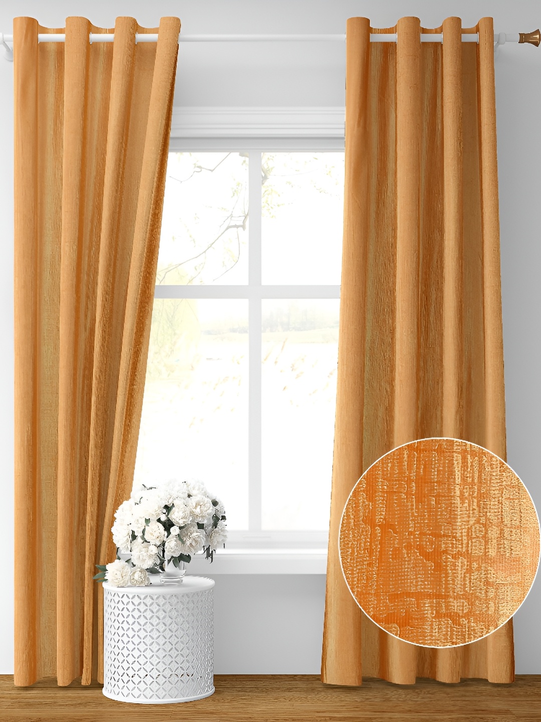 

Galaxy Home Decor Gold-Toned 2 Pcs Floral Room Darkening Door Curtain