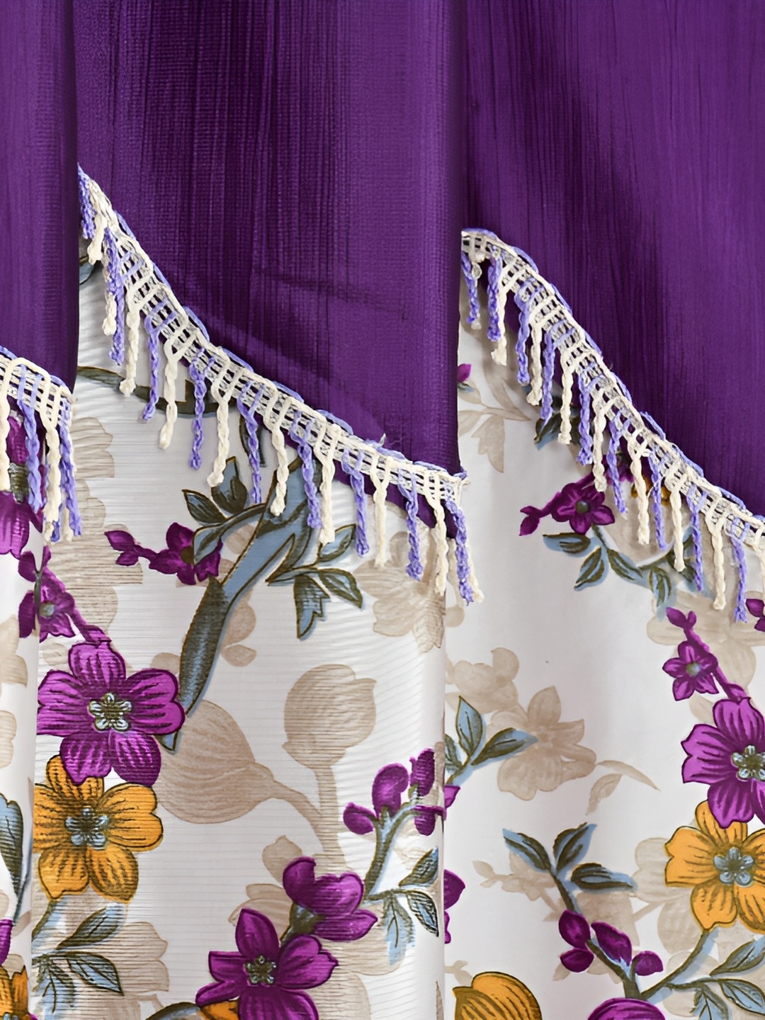 

Galaxy Home Decor Purple 3 Pieces Floral Room Darkening Window Curtain