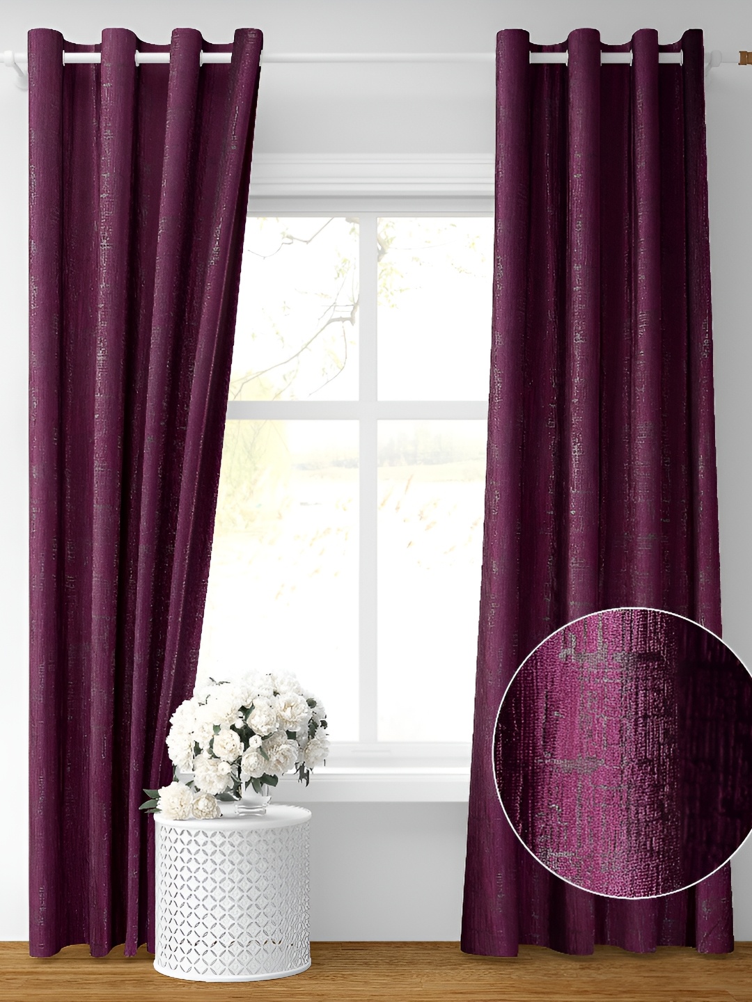 

Galaxy Home Decor Purple 2 Pieces Abstract Room Darkening Long Door Curtains