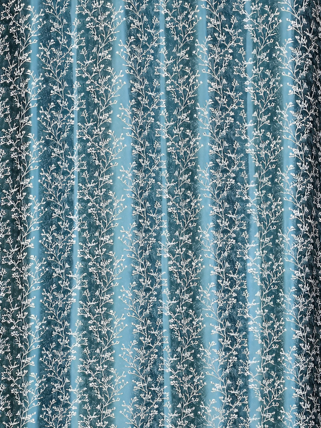 

Galaxy Home Decor Turquoise Blue Set of 2 Floral Room Darkening Window Curtain