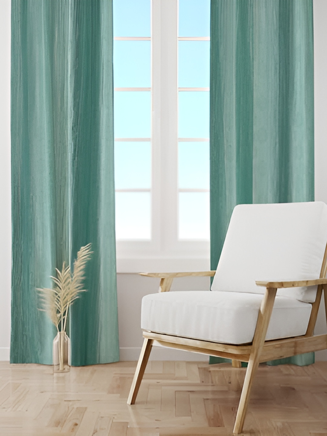 

Galaxy Home Decor Turquoise Blue Set of 2 Floral Room Darkening Door Curtain