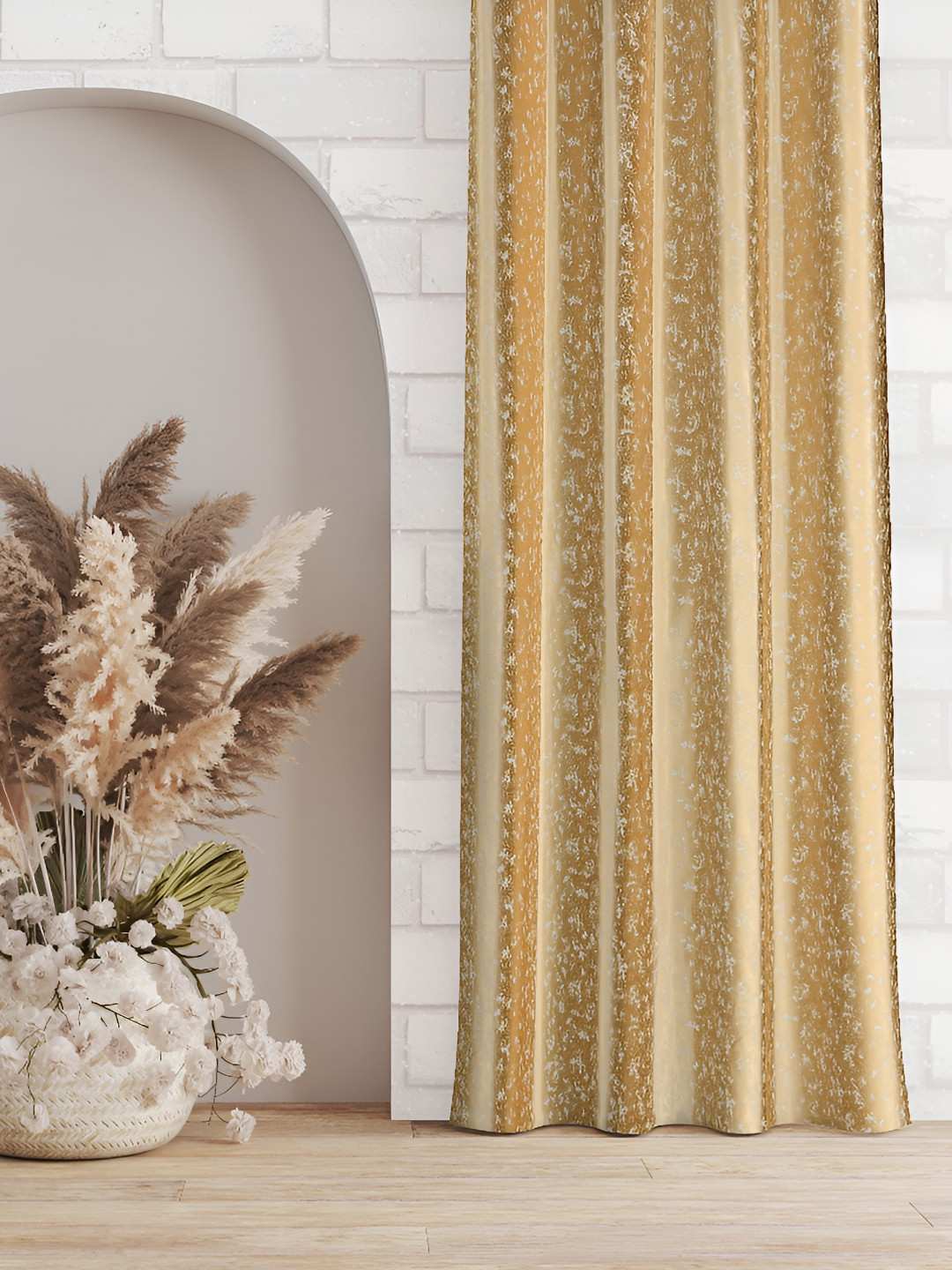 

Galaxy Home Decor Gold-Toned Floral Room Darkening Long Door Curtain