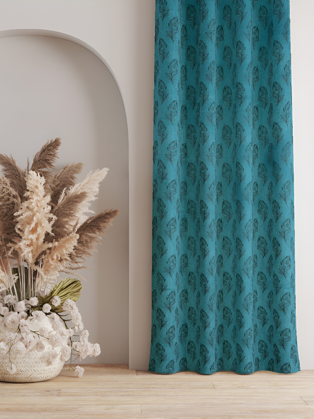 

Galaxy Home Decor Turquoise Blue Floral Room Darkening Window Curtain