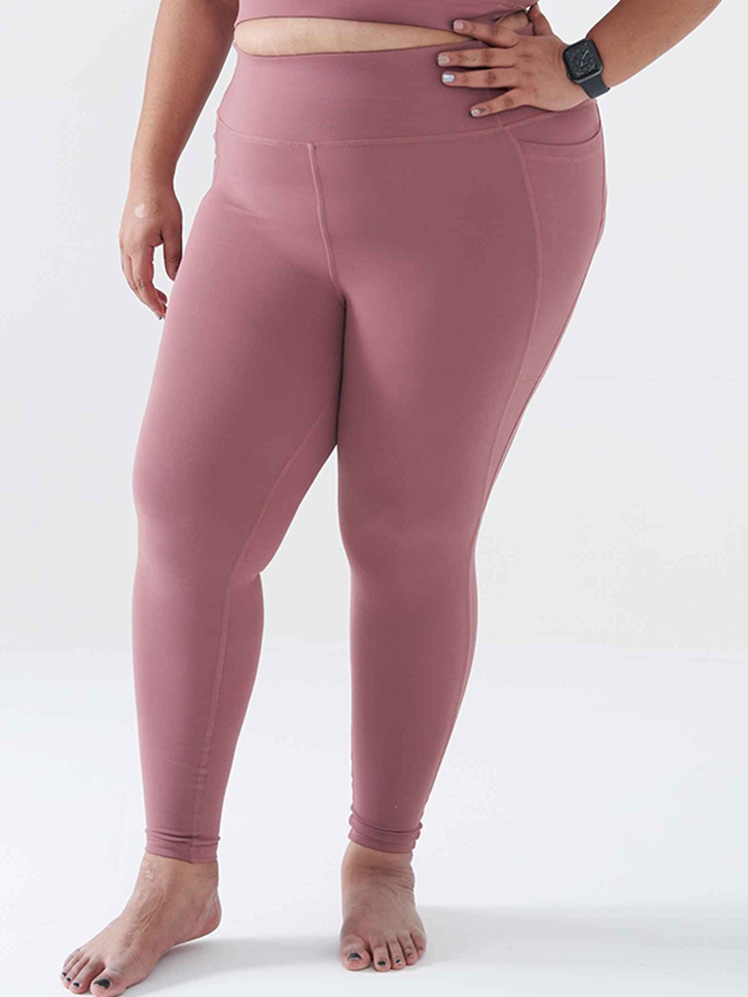 

SPIRIT ANIMAL Plus Size Women High Rise 4 Way Stretch Sweat-Wicking Training Tights, Rose