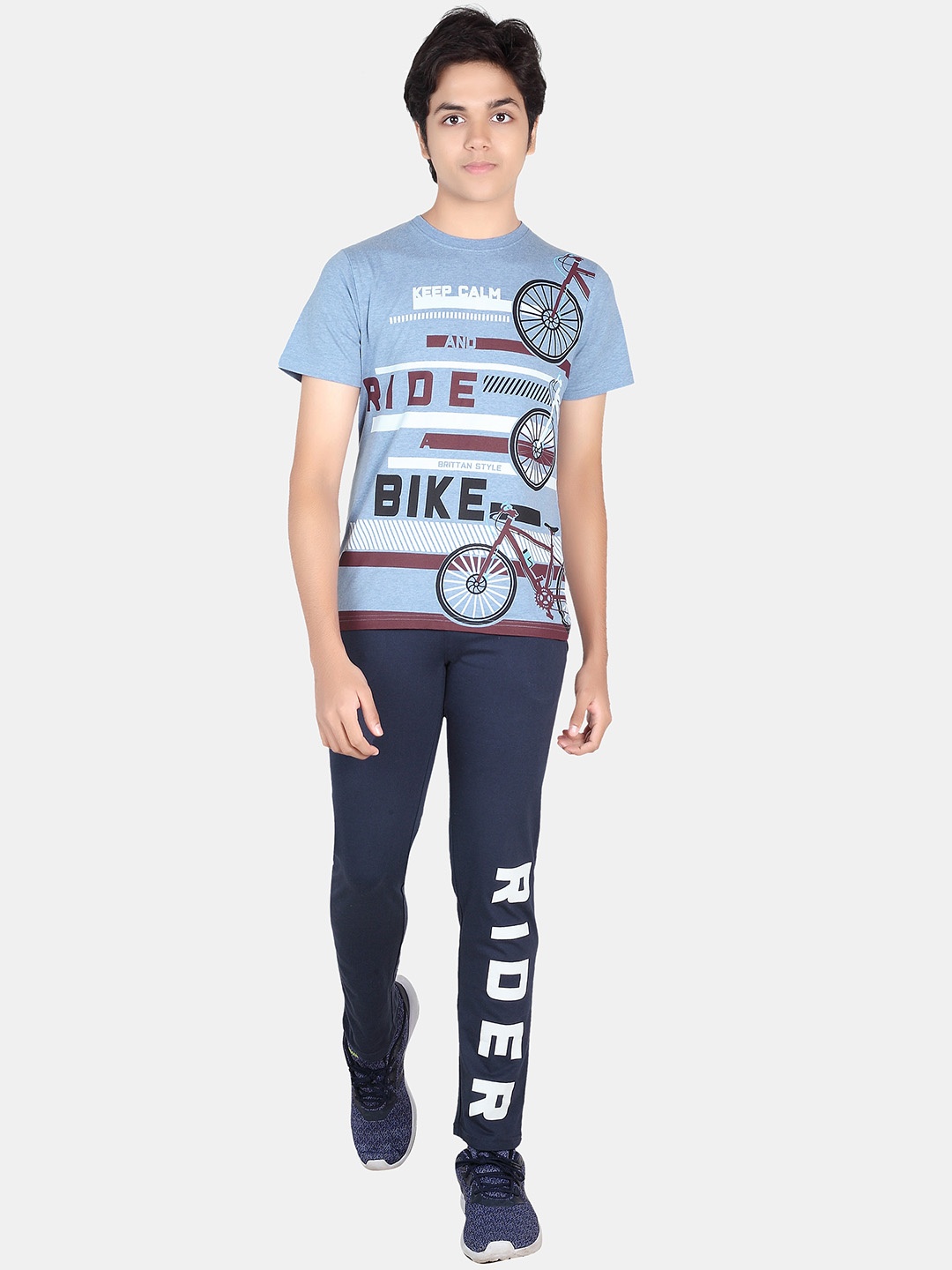 

BAESD Boys Typography Printed Pure Cotton Clothing Set, Navy blue