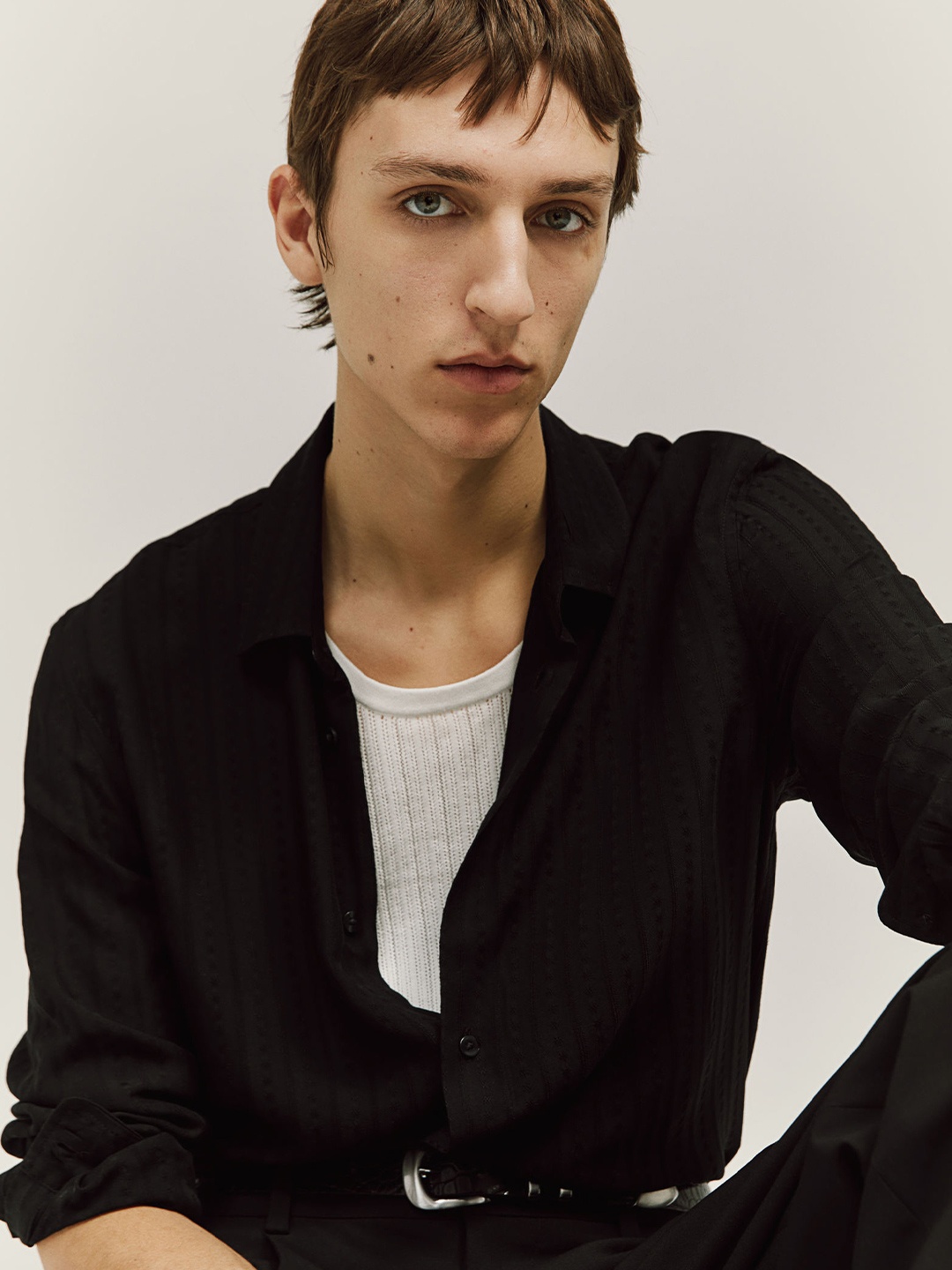 

H&M Regular Fit Textured shirt, Black