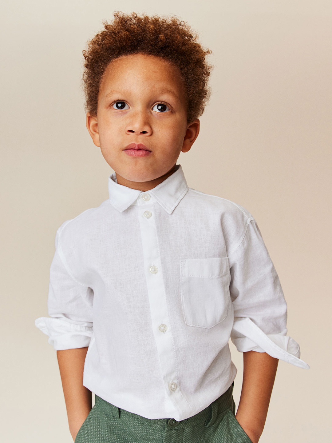 

H&M Boys Linen-Blend Shirt, White