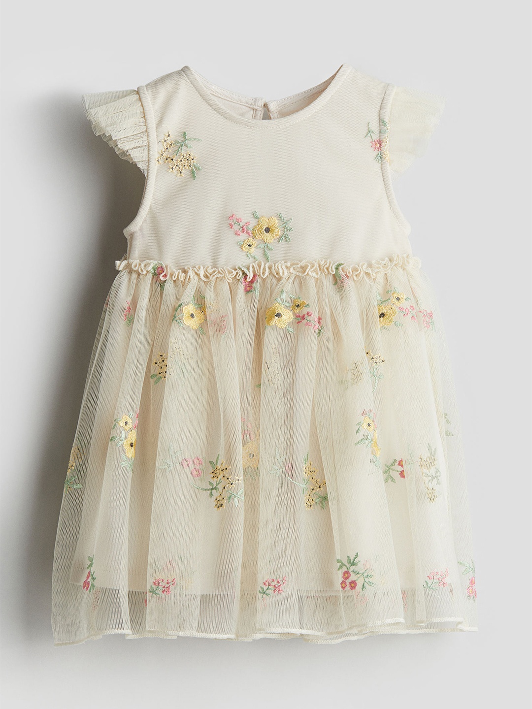 

H&M Girls Embroidered Tulle Dress, Off white