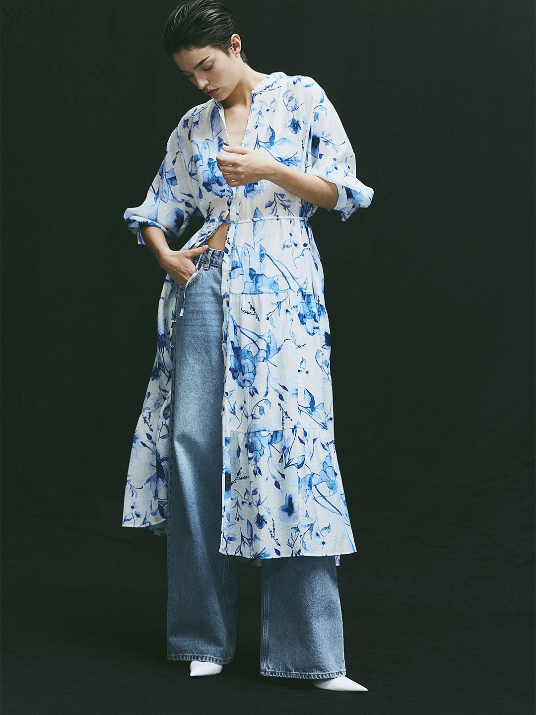 

H&M Oversized Crinkled Dress, White