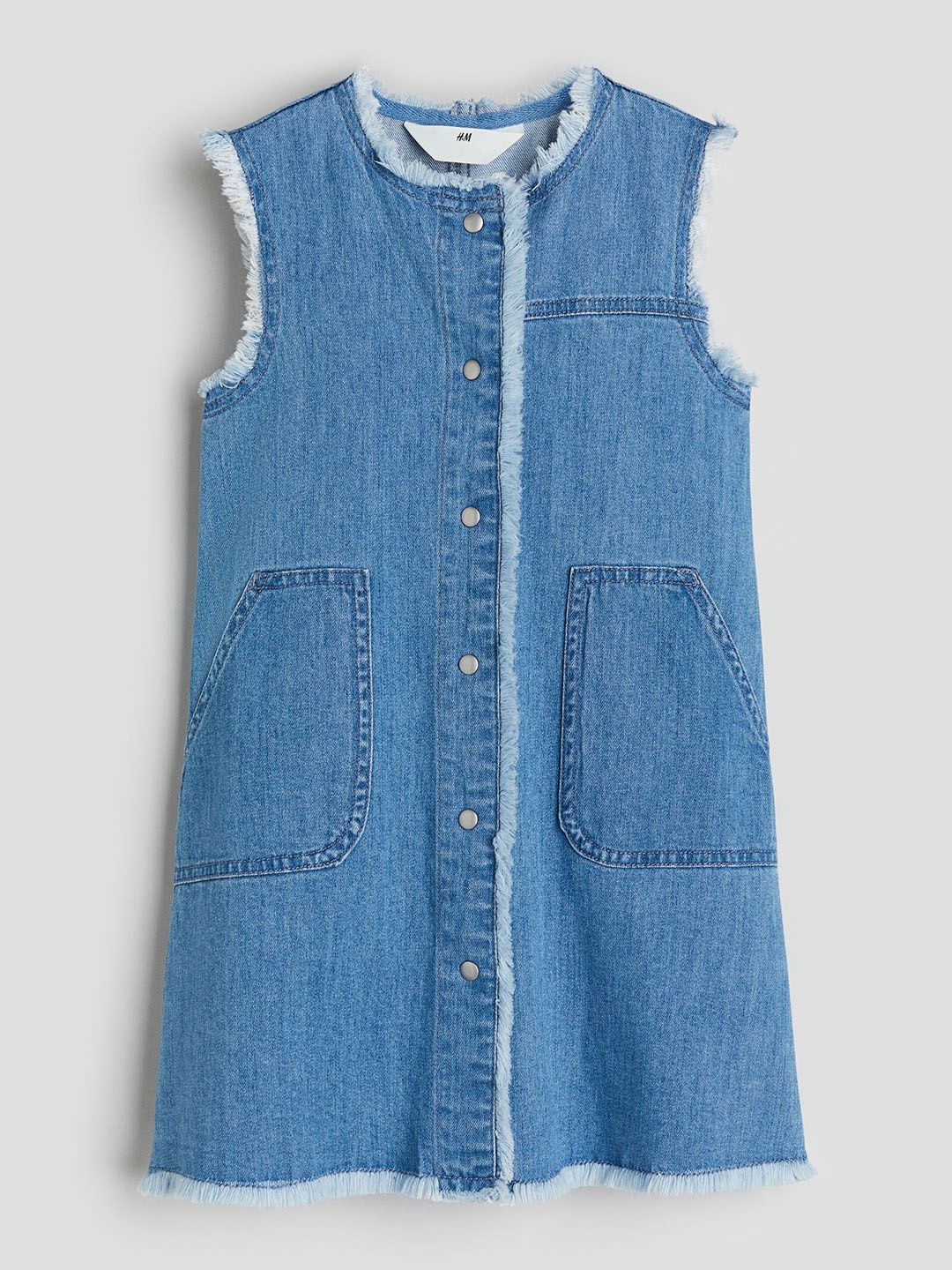 

H&M Girls Pure Cotton Sleeveless Denim Dress, Blue