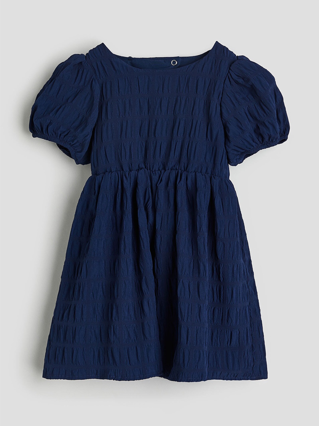 

H&M Girls Puff-Sleeved Dress, Navy blue